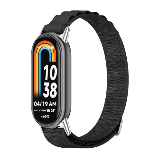 For Xiaomi Smart Band 10 / 9 / 8 Mijobs Nylon Breathable Watch Band(Black Silver) - Watch Bands by MIJOBS | Online Shopping UK | buy2fix