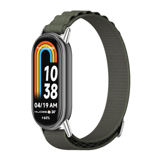 For Xiaomi Smart Band 10 / 9 / 8 Mijobs Nylon Breathable Watch Band(Green Silver) - Watch Bands by MIJOBS | Online Shopping UK | buy2fix