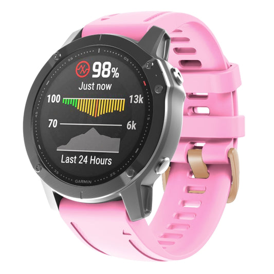 For Garmin Fenix 7S / 6S Pro / 5S Plus 20mm Rose Gold Buckle Silicone Watch Band(Pink) - Watch Bands by buy2fix | Online Shopping UK | buy2fix