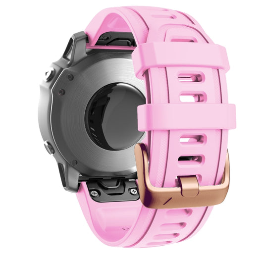 For Garmin Fenix 7S / 6S Pro / 5S Plus 20mm Rose Gold Buckle Silicone Watch Band(Pink) - Watch Bands by buy2fix | Online Shopping UK | buy2fix