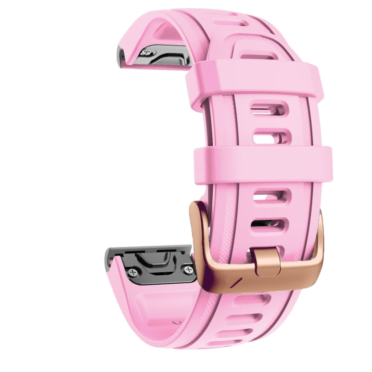 For Garmin Fenix 7S / 6S Pro / 5S Plus 20mm Rose Gold Buckle Silicone Watch Band(Pink) - Watch Bands by buy2fix | Online Shopping UK | buy2fix
