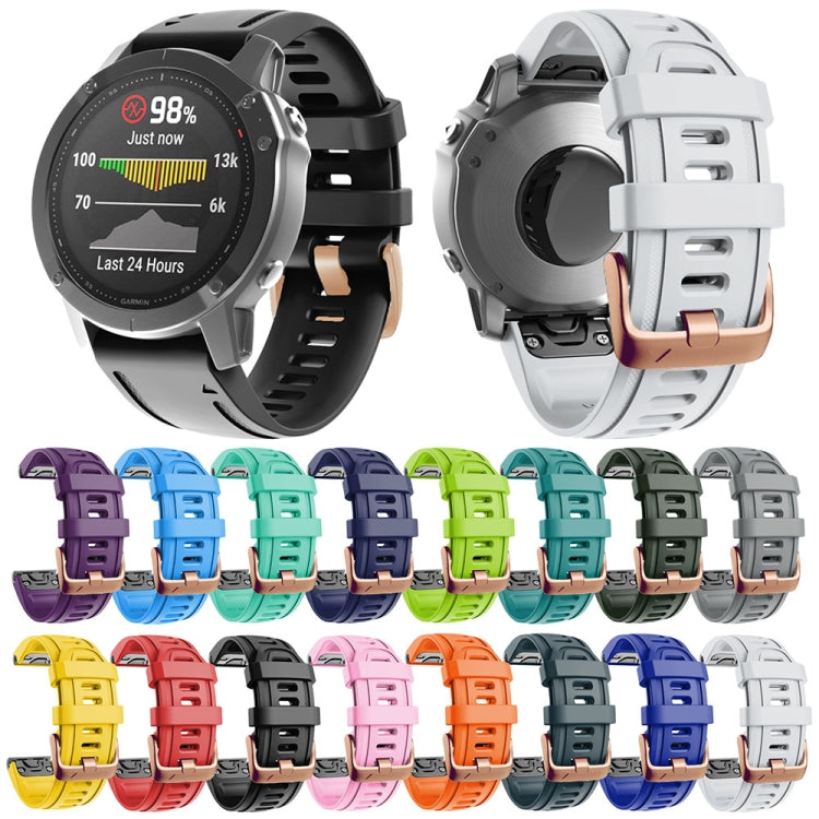 For Garmin Fenix 7S / 6S Pro / 5S Plus 20mm Rose Gold Buckle Silicone Watch Band(Pink) - Watch Bands by buy2fix | Online Shopping UK | buy2fix