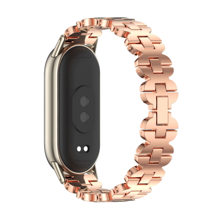 For Xiaomi Smart Band 10 / 9 / 8 Mijobs Bone Chain Stainless Steel Watch Band(Rose Gold+Light Gold) - Watch Bands by MIJOBS | Online Shopping UK | buy2fix