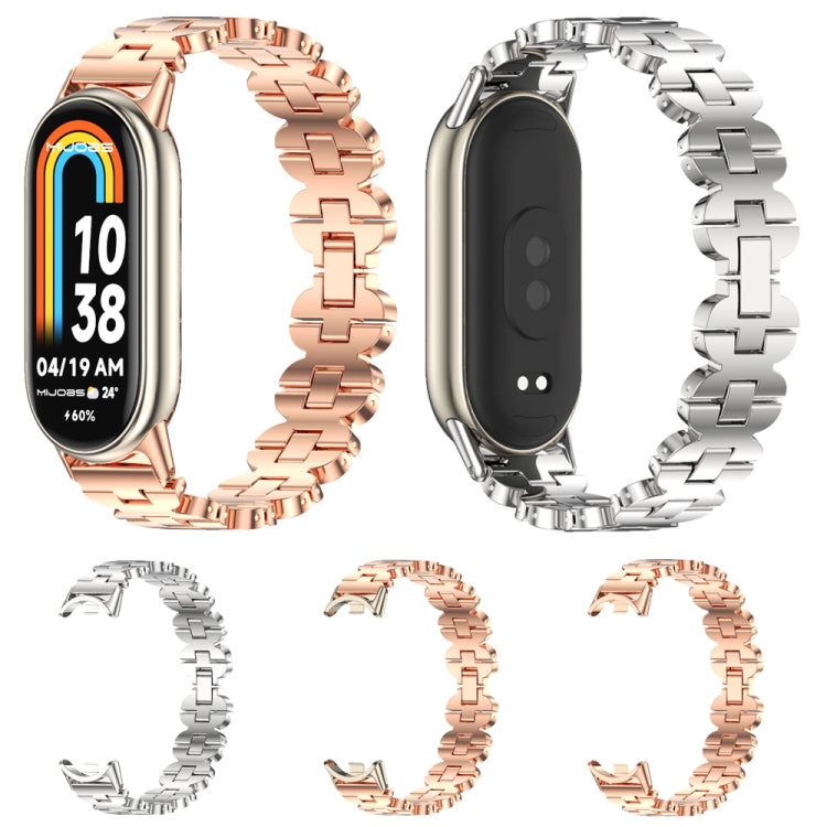 For Xiaomi Smart Band 10 / 9 / 8 Mijobs Bone Chain Stainless Steel Watch Band(Rose Gold+Light Gold) - Watch Bands by MIJOBS | Online Shopping UK | buy2fix