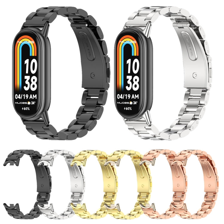 For Xiaomi Smart Band 10 / 9 / 8 Mijobs Three Bead Stainless Steel Watch Band(Black) - Watch Bands by MIJOBS | Online Shopping UK | buy2fix