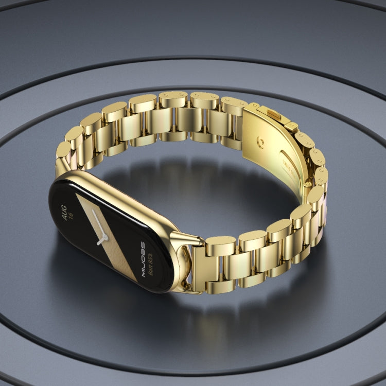 For Xiaomi Smart Band 10 / 9 / 8 Mijobs Three Bead Stainless Steel Watch Band(Black) - Watch Bands by MIJOBS | Online Shopping UK | buy2fix