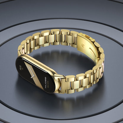 For Xiaomi Smart Band 10 / 9 / 8 Mijobs Three Bead Stainless Steel Watch Band(Black) - Watch Bands by MIJOBS | Online Shopping UK | buy2fix