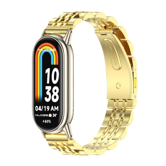 For Xiaomi Smart Band 10 / 9 / 8 Mijobs Seven Bead Stainless Steel Watch Band(Gold+Light Gold) - Watch Bands by MIJOBS | Online Shopping UK | buy2fix