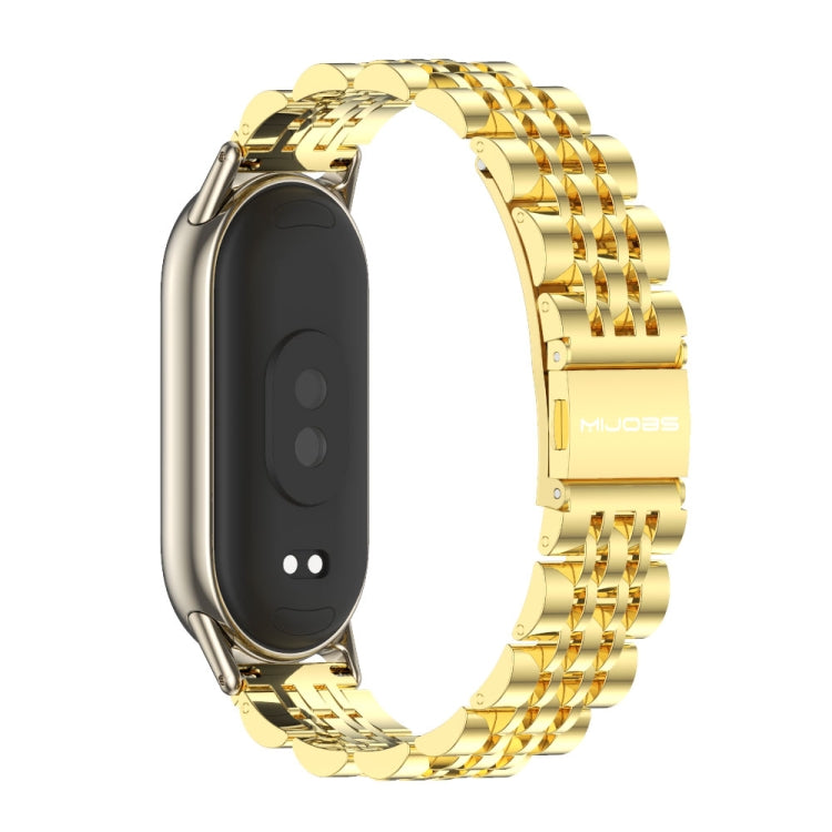 For Xiaomi Smart Band 10 / 9 / 8 Mijobs Seven Bead Stainless Steel Watch Band(Gold+Light Gold) - Watch Bands by MIJOBS | Online Shopping UK | buy2fix