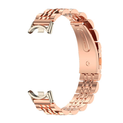 For Xiaomi Smart Band 10 / 9 / 8 Mijobs Seven Bead Stainless Steel Watch Band(Rose Gold+Light Gold) - Watch Bands by MIJOBS | Online Shopping UK | buy2fix