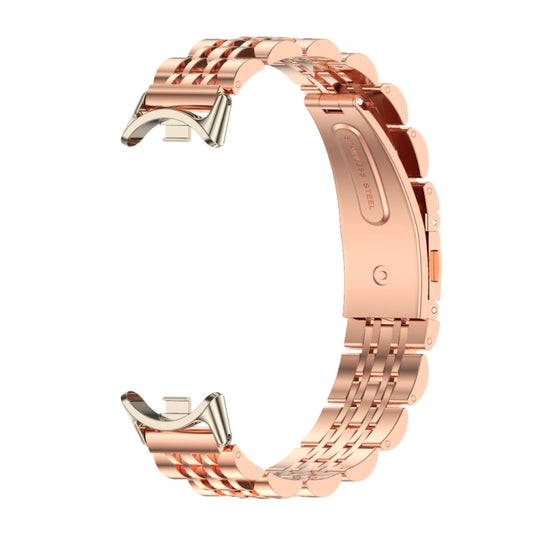 For Xiaomi Smart Band 10 / 9 / 8 Mijobs Seven Bead Stainless Steel Watch Band(Rose Gold+Light Gold) - Watch Bands by MIJOBS | Online Shopping UK | buy2fix