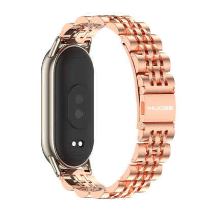 For Xiaomi Smart Band 10 / 9 / 8 Mijobs Seven Bead Stainless Steel Watch Band(Rose Gold+Light Gold) - Watch Bands by MIJOBS | Online Shopping UK | buy2fix