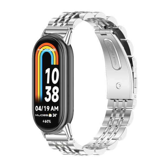 For Xiaomi Smart Band 10 / 9 / 8 Mijobs Seven Bead Stainless Steel Watch Band(Silver) - Watch Bands by MIJOBS | Online Shopping UK | buy2fix