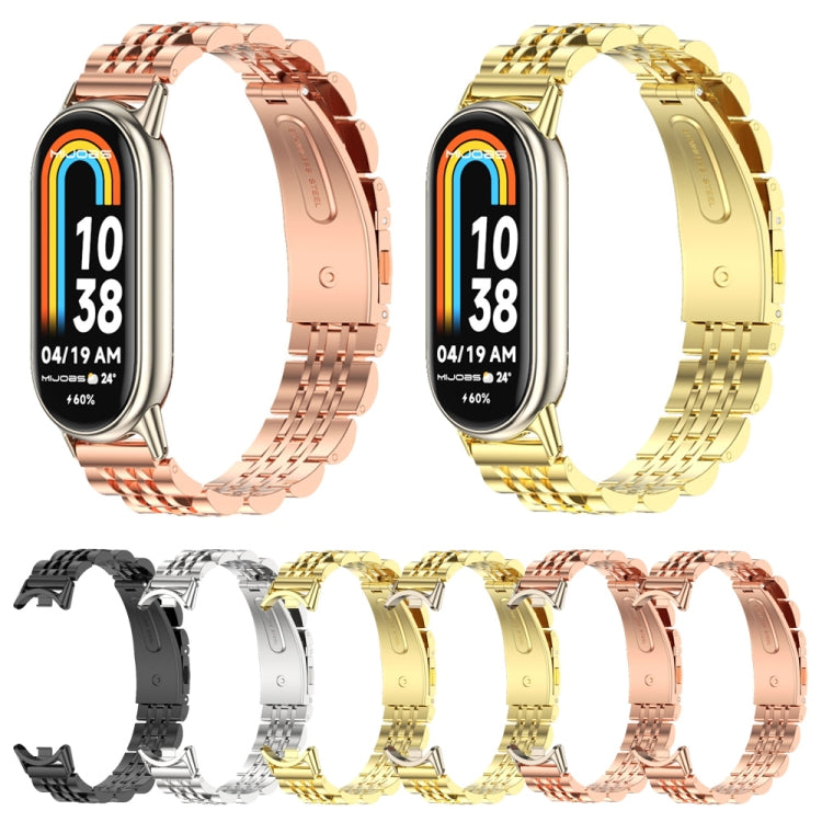For Xiaomi Smart Band 10 / 9 / 8 Mijobs Seven Bead Stainless Steel Watch Band(Rose Gold+Light Gold) - Watch Bands by MIJOBS | Online Shopping UK | buy2fix