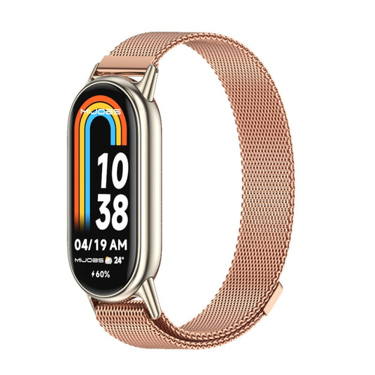 For Xiaomi Smart Band 10 / 9 / 8 Mijobs Milan Magnetic Metal Stainless Steel Watch Band(Rose Gold+Light Gold) - Watch Bands by MIJOBS | Online Shopping UK | buy2fix