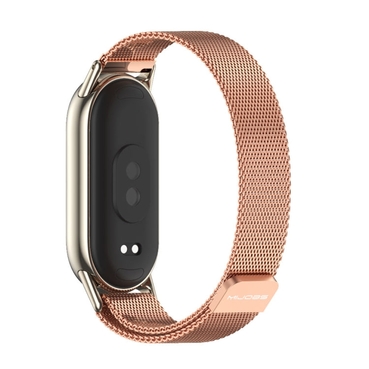 For Xiaomi Smart Band 10 / 9 / 8 Mijobs Milan Magnetic Metal Stainless Steel Watch Band(Rose Gold+Light Gold) - Watch Bands by MIJOBS | Online Shopping UK | buy2fix