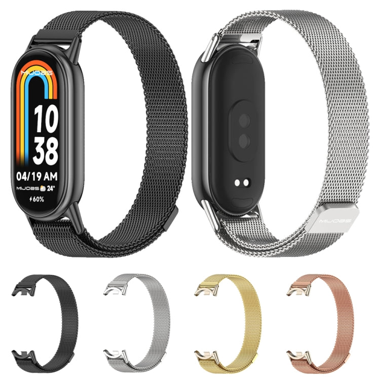 For Xiaomi Smart Band 10 / 9 / 8 Mijobs Milan Magnetic Metal Stainless Steel Watch Band(Rose Gold+Light Gold) - Watch Bands by MIJOBS | Online Shopping UK | buy2fix