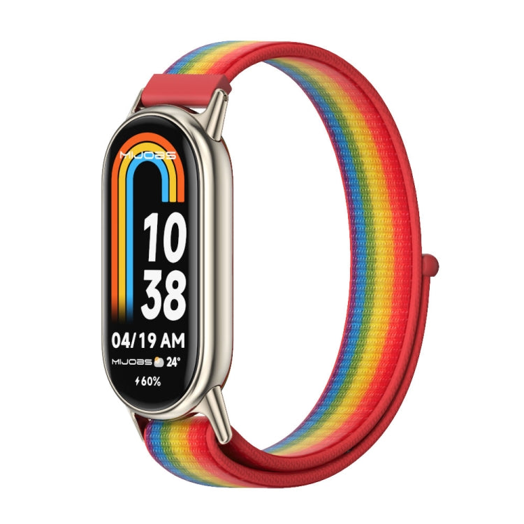For Xiaomi Smart Band 10 / 9 / 8 Mijobs Breathable Nylon Loop Watch Band(Rainbow Light Gold) - Watch Bands by MIJOBS | Online Shopping UK | buy2fix