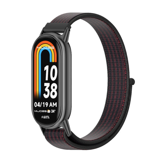 For Xiaomi Smart Band 10 / 9 / 8 Mijobs Breathable Nylon Loop Watch Band(Black Red) - Watch Bands by MIJOBS | Online Shopping UK | buy2fix