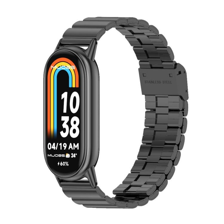 For Xiaomi Smart Band 10 / 9 / 8 Mijobs Bamboo Buckle Stainless Steel Watch Band(Black) - Watch Bands by MIJOBS | Online Shopping UK | buy2fix