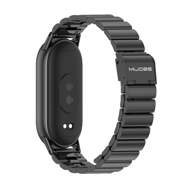 For Xiaomi Smart Band 10 / 9 / 8 Mijobs Bamboo Buckle Stainless Steel Watch Band(Black) - Watch Bands by MIJOBS | Online Shopping UK | buy2fix