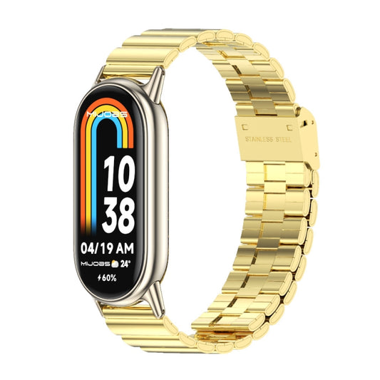 For Xiaomi Smart Band 10 / 9 / 8 Mijobs Bamboo Buckle Stainless Steel Watch Band(Gold+Light Gold) - Watch Bands by MIJOBS | Online Shopping UK | buy2fix