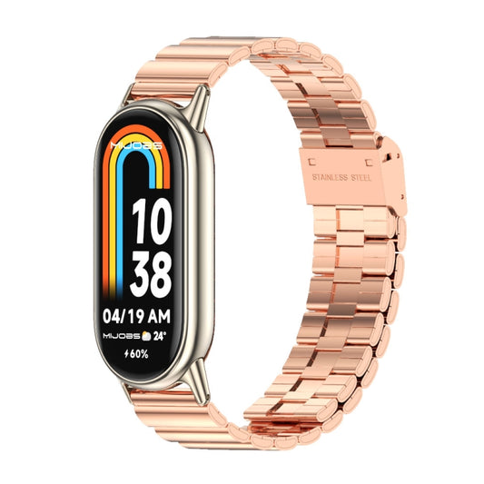 For Xiaomi Smart Band 10 / 9 / 8 Mijobs Bamboo Buckle Stainless Steel Watch Band(Rose Gold+Light Gold) - Watch Bands by MIJOBS | Online Shopping UK | buy2fix