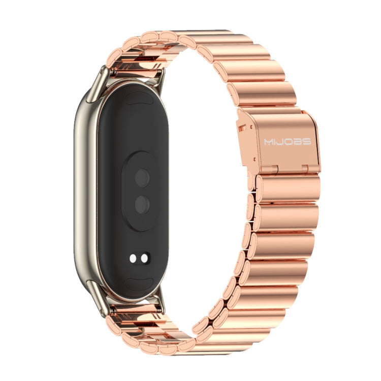 For Xiaomi Smart Band 10 / 9 / 8 Mijobs Bamboo Buckle Stainless Steel Watch Band(Rose Gold+Light Gold) - Watch Bands by MIJOBS | Online Shopping UK | buy2fix