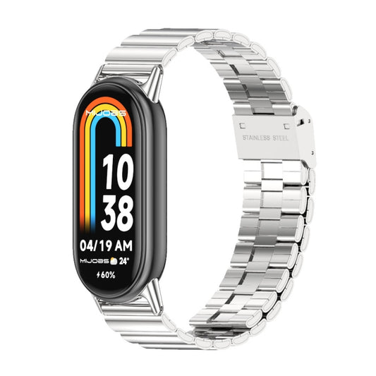 For Xiaomi Smart Band 10 / 9 / 8 Mijobs Bamboo Buckle Stainless Steel Watch Band(Silver) - Watch Bands by MIJOBS | Online Shopping UK | buy2fix
