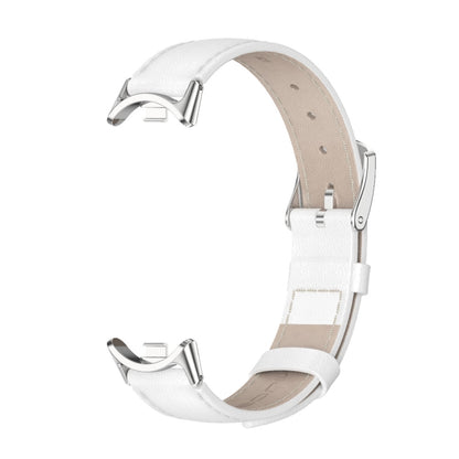 For Xiaomi Smart Band 10 / 9 / 8 Mijobs Genuine Leather Watch Band(White Silver) - Watch Bands by MIJOBS | Online Shopping UK | buy2fix