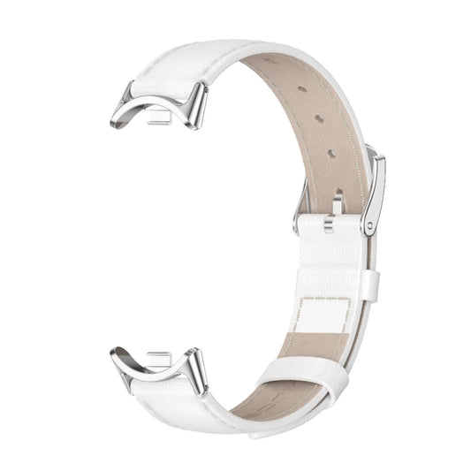 For Xiaomi Smart Band 10 / 9 / 8 Mijobs Genuine Leather Watch Band(White Silver) - Watch Bands by MIJOBS | Online Shopping UK | buy2fix