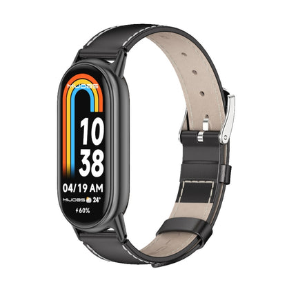 For Xiaomi Smart Band 10 / 9 / 8 Mijobs Genuine Leather Watch Band(Black) - Watch Bands by MIJOBS | Online Shopping UK | buy2fix