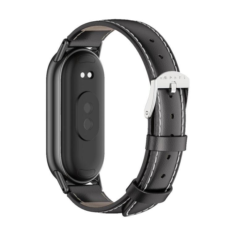 For Xiaomi Smart Band 10 / 9 / 8 Mijobs Genuine Leather Watch Band(Black) - Watch Bands by MIJOBS | Online Shopping UK | buy2fix