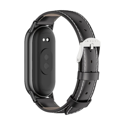 For Xiaomi Smart Band 10 / 9 / 8 Mijobs Genuine Leather Watch Band(Black) - Watch Bands by MIJOBS | Online Shopping UK | buy2fix