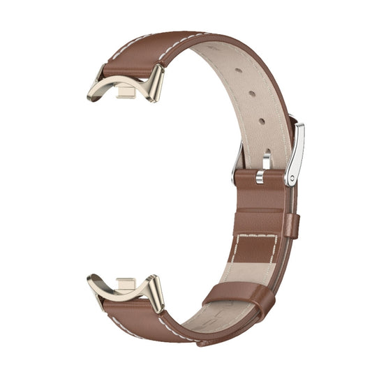 For Xiaomi Smart Band 10 / 9 / 8 Mijobs Genuine Leather Watch Band(Brown Light Gold) - Watch Bands by MIJOBS | Online Shopping UK | buy2fix