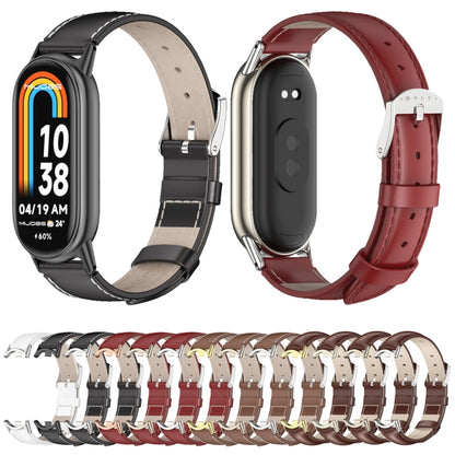 For Xiaomi Smart Band 10 / 9 / 8 Mijobs Genuine Leather Watch Band(Black) - Watch Bands by MIJOBS | Online Shopping UK | buy2fix