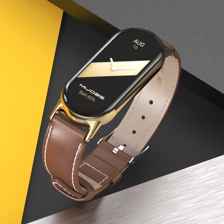 For Xiaomi Smart Band 10 / 9 / 8 Mijobs Genuine Leather Watch Band(Black) - Watch Bands by MIJOBS | Online Shopping UK | buy2fix