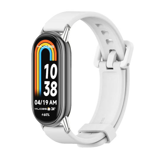 For Xiaomi Smart Band 10 / 9 / 8 Mijobs Silicone Breathable Watch Band(White Silver) - Watch Bands by MIJOBS | Online Shopping UK | buy2fix