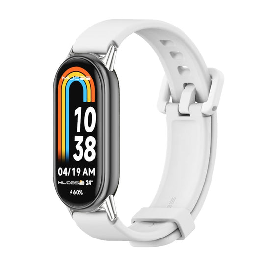 For Xiaomi Smart Band 11 / 10 / 9 / 8 Mijobs Silicone Breathable Watch Band(White Silver)