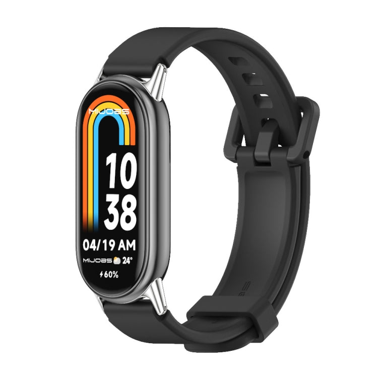 For Xiaomi Smart Band 10 / 9 / 8 Mijobs Silicone Breathable Watch Band(Black Silver) - Watch Bands by MIJOBS | Online Shopping UK | buy2fix