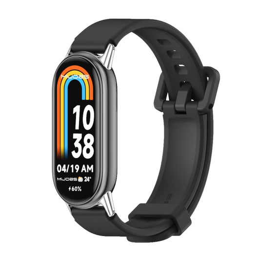 For Xiaomi Smart Band 10 / 9 / 8 Mijobs Silicone Breathable Watch Band(Black Silver) - Watch Bands by MIJOBS | Online Shopping UK | buy2fix