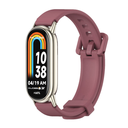 For Xiaomi Smart Band 11 / 10 / 9 / 8 Mijobs Silicone Breathable Watch Band(Wine Red+Light Gold)