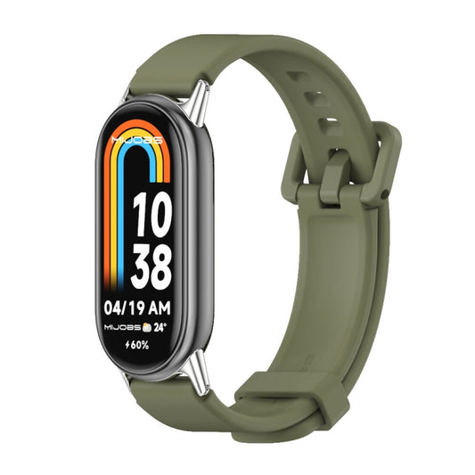 For Xiaomi Smart Band 10 / 9 / 8 Mijobs Silicone Breathable Watch Band(Army Green+Silver) - Watch Bands by MIJOBS | Online Shopping UK | buy2fix