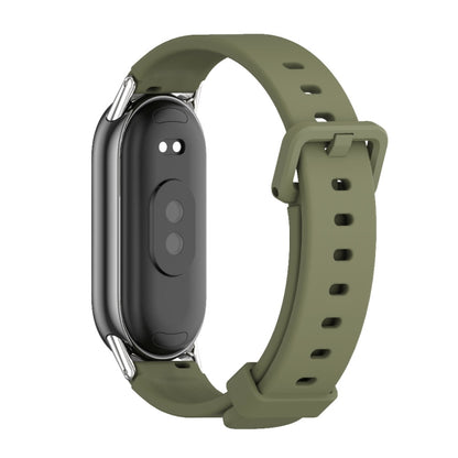 For Xiaomi Smart Band 10 / 9 / 8 Mijobs Silicone Breathable Watch Band(Army Green+Silver) - Watch Bands by MIJOBS | Online Shopping UK | buy2fix