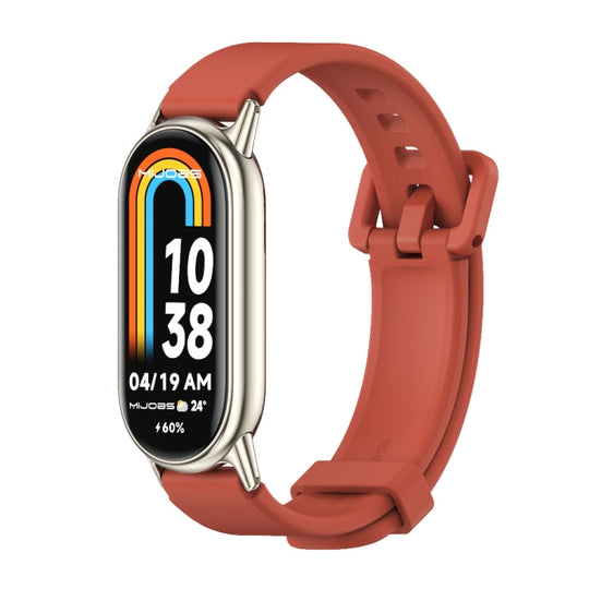 For Xiaomi Smart Band 11 / 10 / 9 / 8 Mijobs Silicone Breathable Watch Band(Orange+Light Gold)