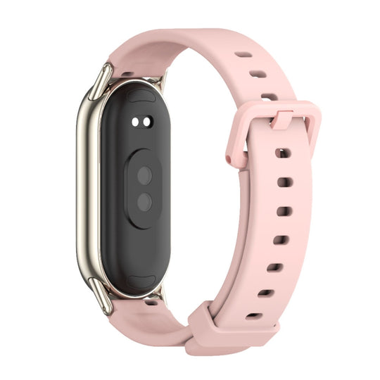 For Xiaomi Smart Band 11 / 10 / 9 / 8 Mijobs Silicone Breathable Watch Band(Pink Light Gold)