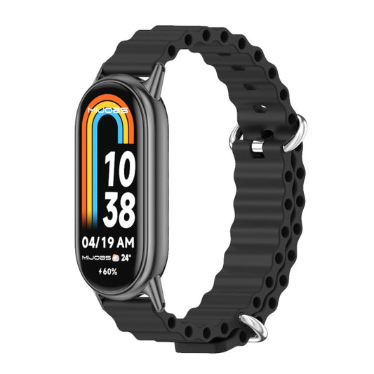 For Xiaomi Smart Band 10 / 9 / 8 Mijobs Marine Silicone Breathable Watch Band(Black) - Watch Bands by MIJOBS | Online Shopping UK | buy2fix