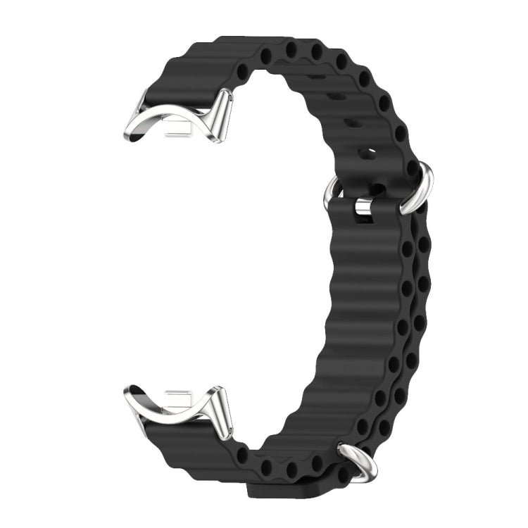 For Xiaomi Smart Band 10 / 9 / 8 Mijobs Marine Silicone Breathable Watch Band(Black Silver) - Watch Bands by MIJOBS | Online Shopping UK | buy2fix
