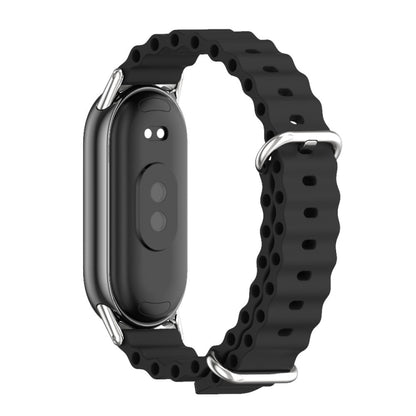 For Xiaomi Smart Band 10 / 9 / 8 Mijobs Marine Silicone Breathable Watch Band(Black Silver) - Watch Bands by MIJOBS | Online Shopping UK | buy2fix