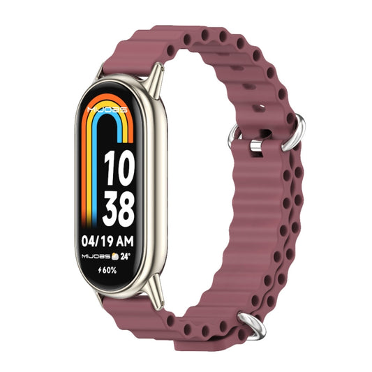 For Xiaomi Smart Band 10 / 9 / 8 Mijobs Marine Silicone Breathable Watch Band(Wine Red Light Gold) - Watch Bands by MIJOBS | Online Shopping UK | buy2fix